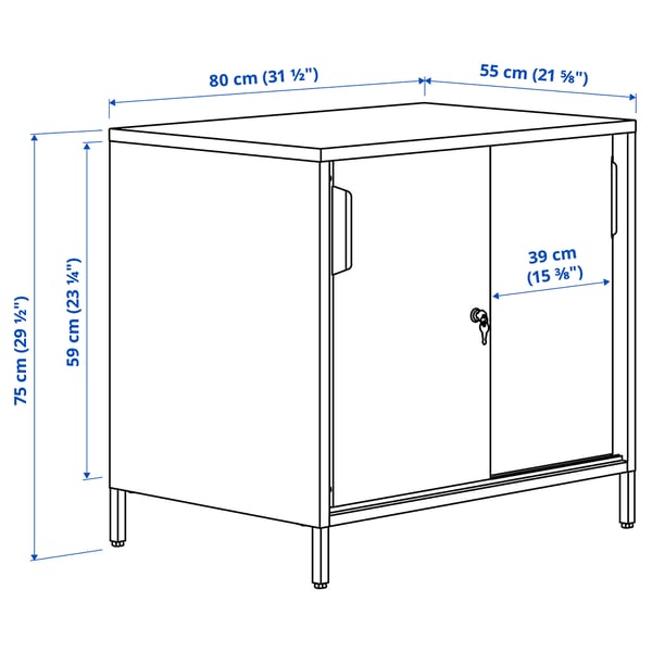 TROTTEN cabinet with sliding doors, white, 80x55x75 cm