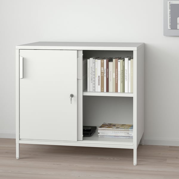 TROTTEN - TROTTEN Cabinet with sliding doors, white, 80x55x75 cm