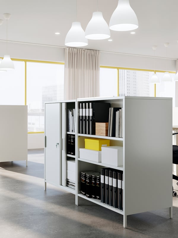 TROTTEN cabinet with sliding doors, white, 160x110 cm