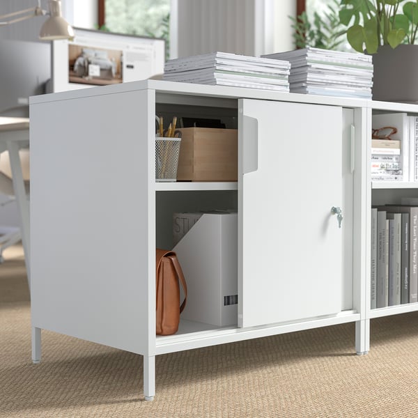 TROTTEN - TROTTEN Cabinet with sliding doors, white, 80x55x75 cm