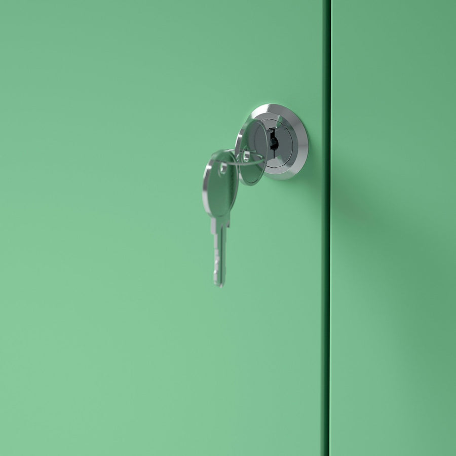 TROTTEN cabinet with doors, light green, 70x35x110 cm