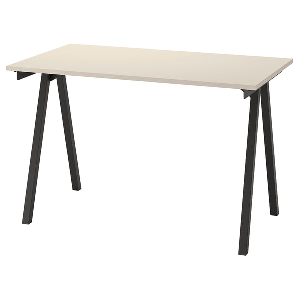 TROTTEN desk, beige/anthracite, 120x70 cm