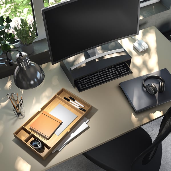 TROTTEN desk, beige/anthracite, 160x80 cm