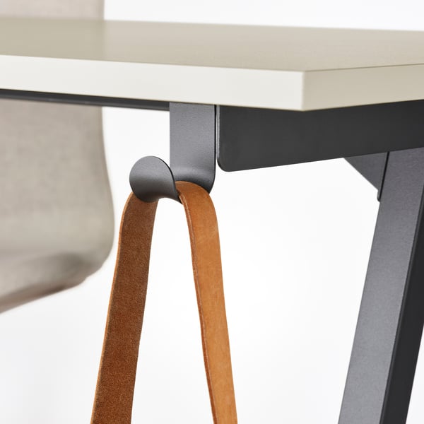 TROTTEN desk, beige/anthracite, 160x80 cm