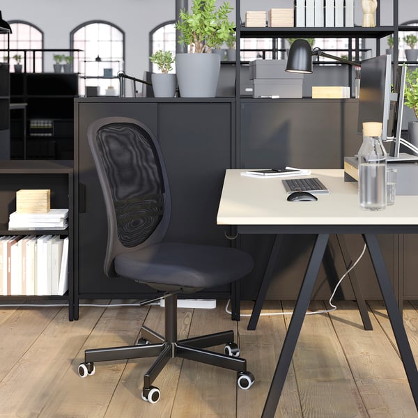 TROTTEN desk, beige/anthracite, 160x80 cm