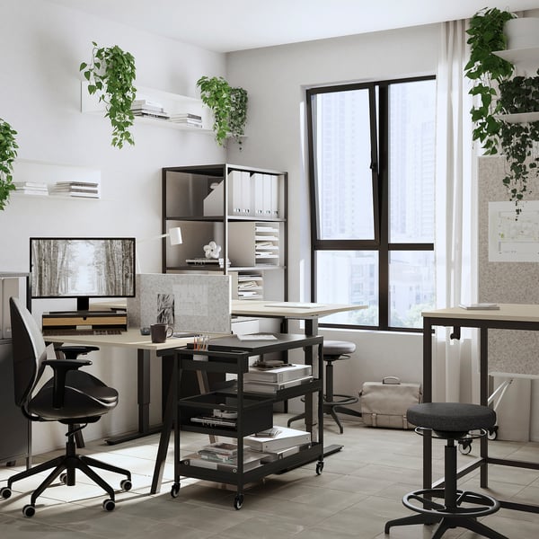 TROTTEN desk, beige/anthracite, 120x70 cm