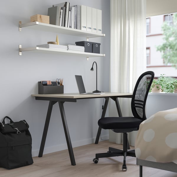 TROTTEN desk, beige/anthracite, 120x70 cm