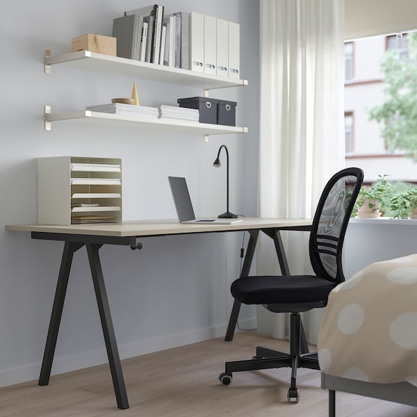 TROTTEN - Desk, beige/anthracite, 160x80 cm