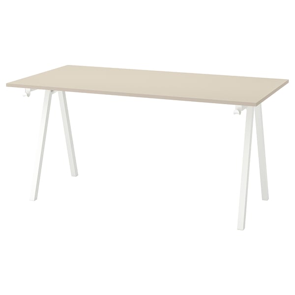 TROTTEN desk, beige/white, 160x80 cm