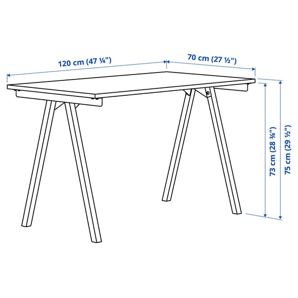 TROTTEN - TROTTEN Desk, beige/white, 120x70 cm