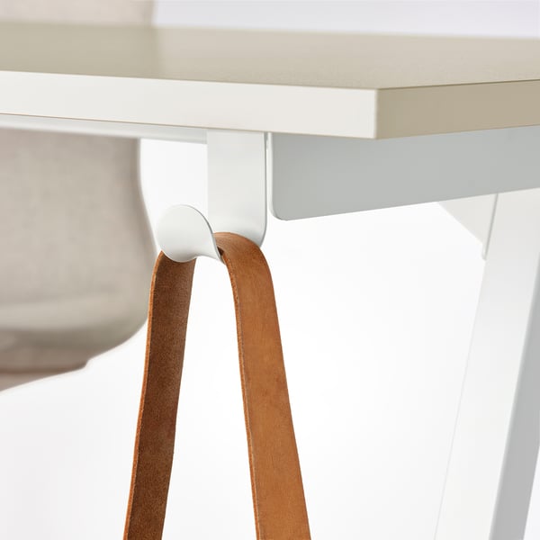 TROTTEN desk, beige/white, 160x80 cm
