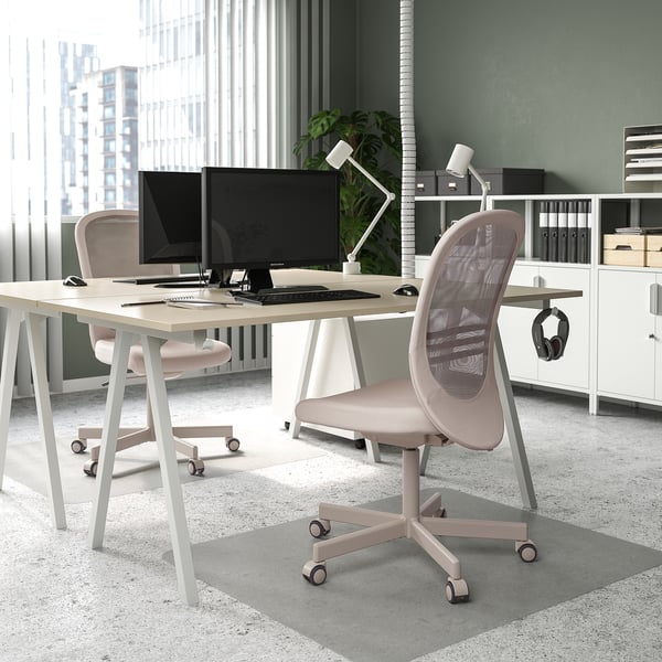 TROTTEN - Desk, beige/white, 160x80 cm
