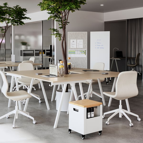 TROTTEN desk, beige/white, 160x80 cm