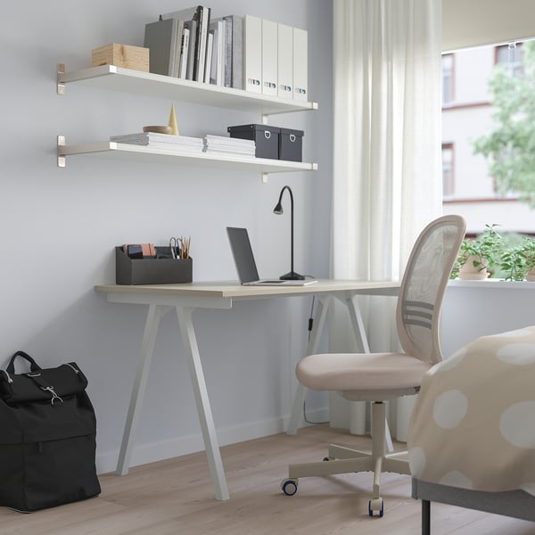 TROTTEN desk, beige/white, 120x70 cm