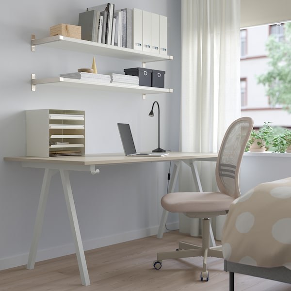 TROTTEN - Desk, beige/white, 160x80 cm