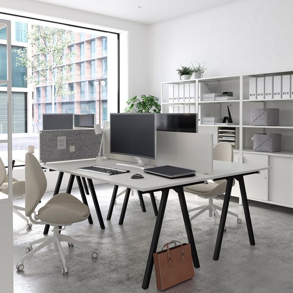 TROTTEN desk, white/anthracite, 160x80 cm