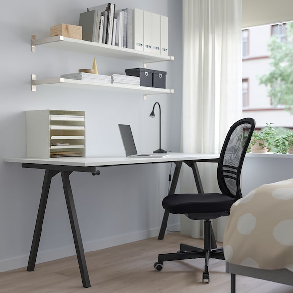 TROTTEN - Desk, white/anthracite, 160x80 cm