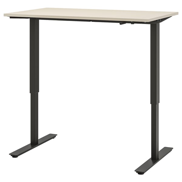 TROTTEN - TROTTEN Desk sit/stand, beige/anthracite, 120x70 cm