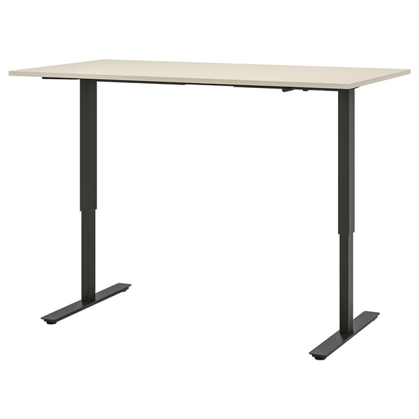TROTTEN - TROTTEN Desk sit/stand, beige/anthracite, 160x80 cm