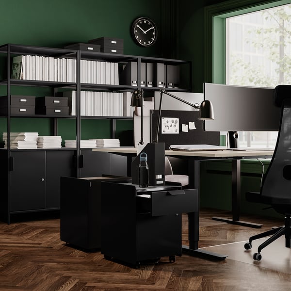 TROTTEN desk sit/stand, beige/anthracite, 160x80 cm