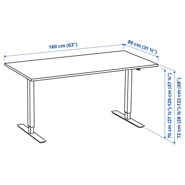 TROTTEN desk sit/stand, beige/anthracite, 160x80 cm
