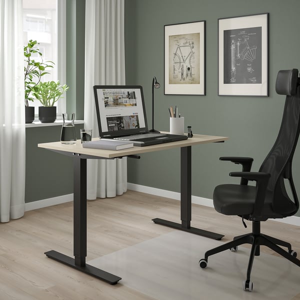 TROTTEN desk sit/stand, beige/anthracite, 120x70 cm