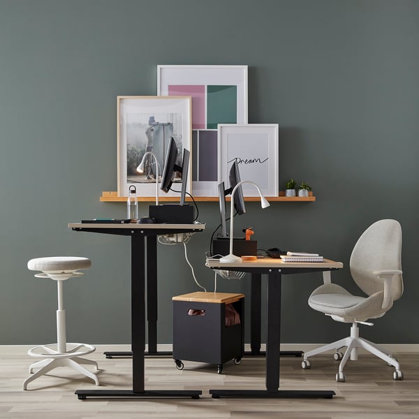 TROTTEN - TROTTEN Desk sit/stand, beige/anthracite, 160x80 cm