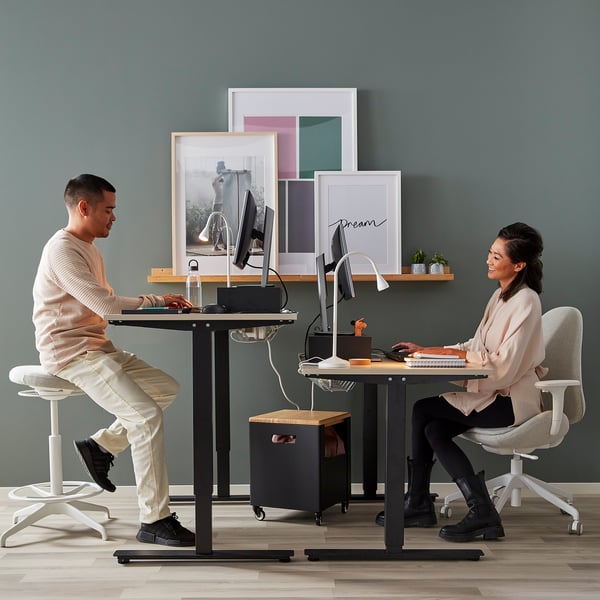 TROTTEN - TROTTEN Desk sit/stand, beige/anthracite, 160x80 cm