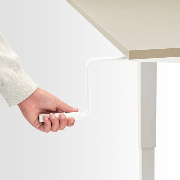 TROTTEN desk sit/stand, beige/white, 160x80 cm