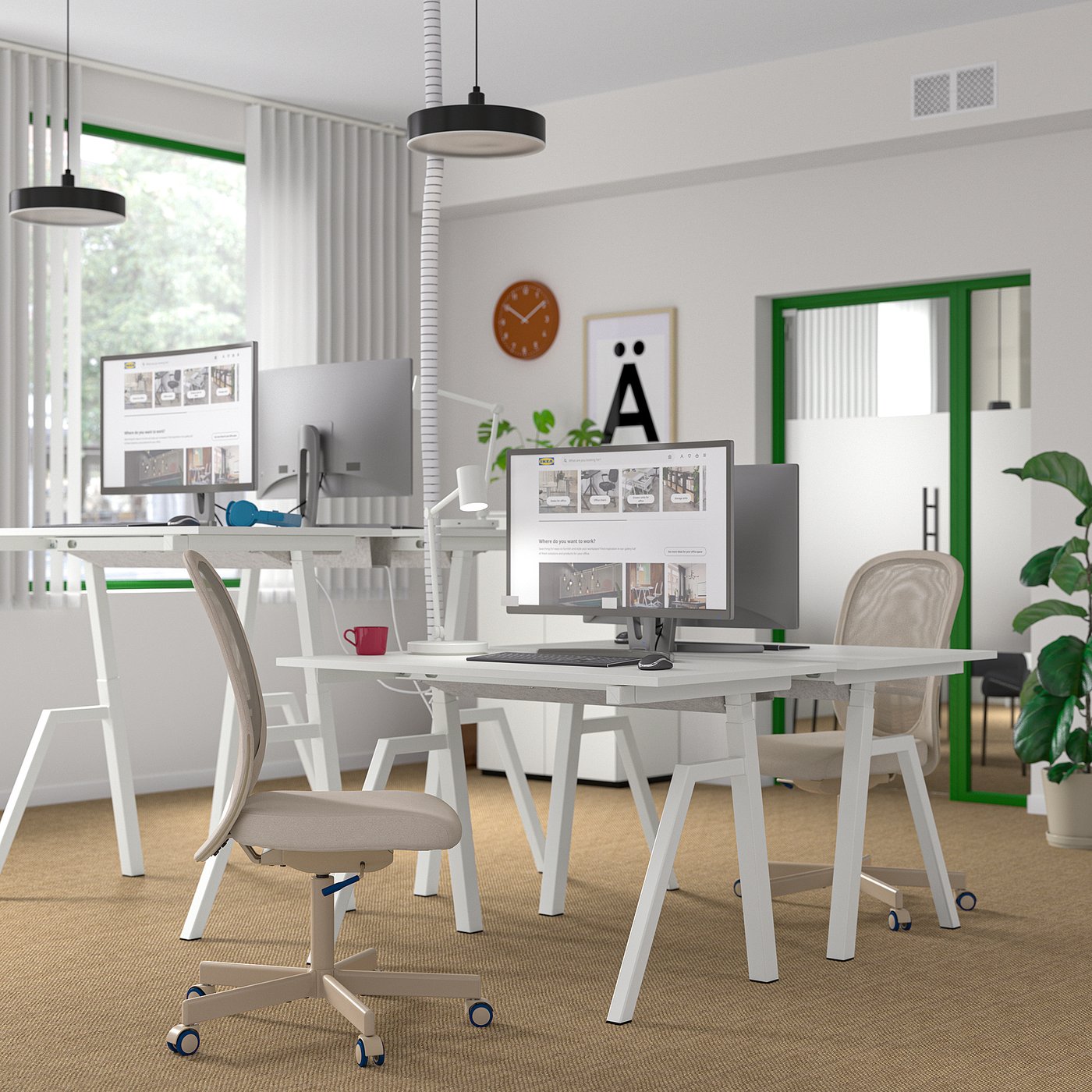 TROTTEN desk sit/stand, electric/white, 120x70 cm