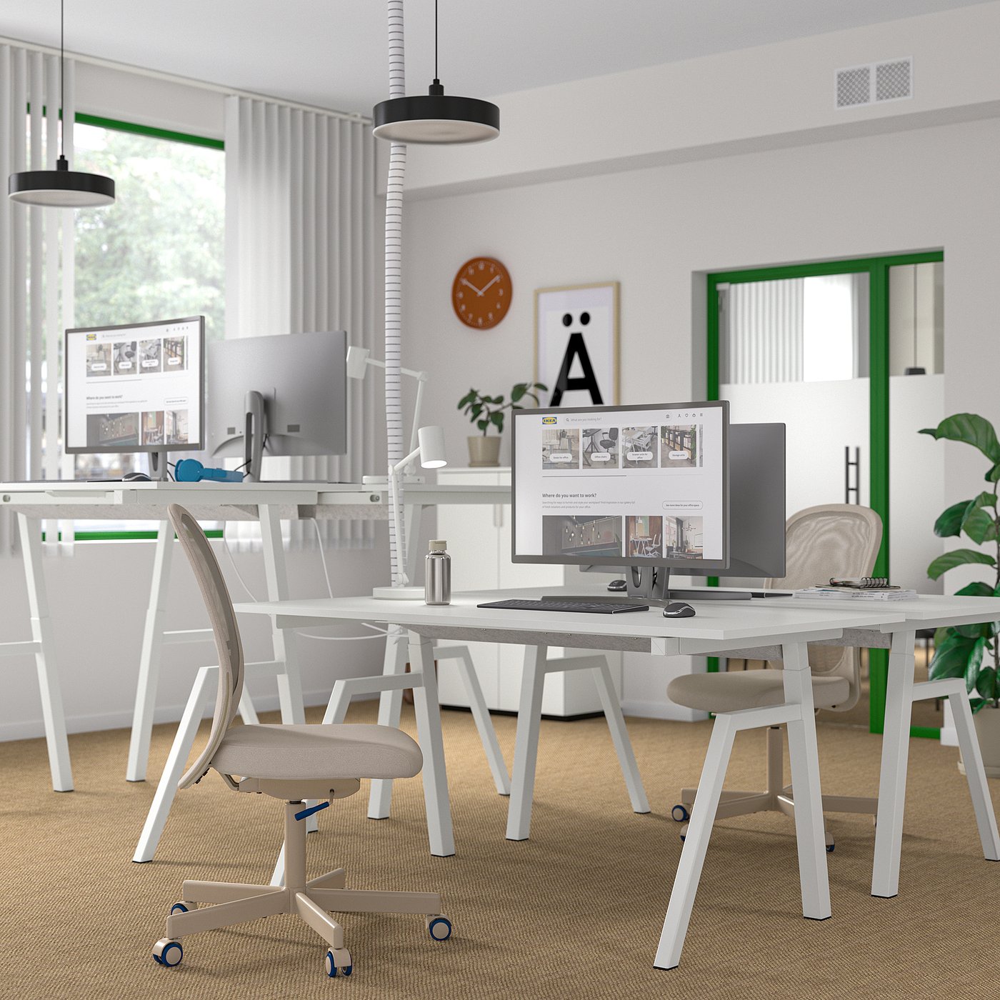 TROTTEN desk sit/stand, electric/white, 160x80 cm