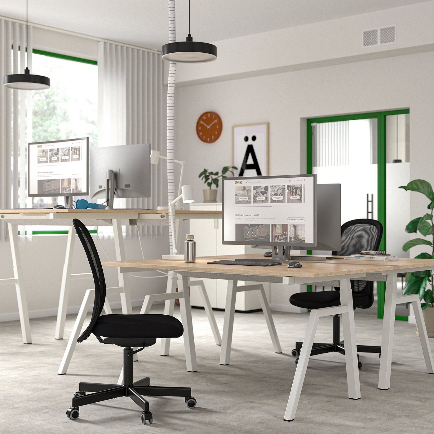 TROTTEN desk sit/stand, electric ash effect/white, 160x80 cm