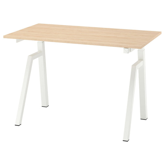 TROTTEN / SMÖRKULL desk and chair, electric ash effect/white dark grey, 120x70 cm