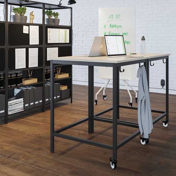 TROTTEN table, beige/anthracite, 80x80 cm