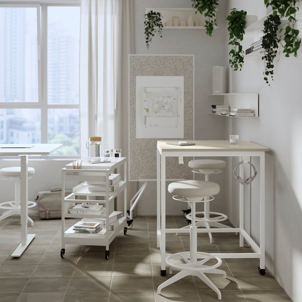 TROTTEN table, beige/white, 80x80 cm