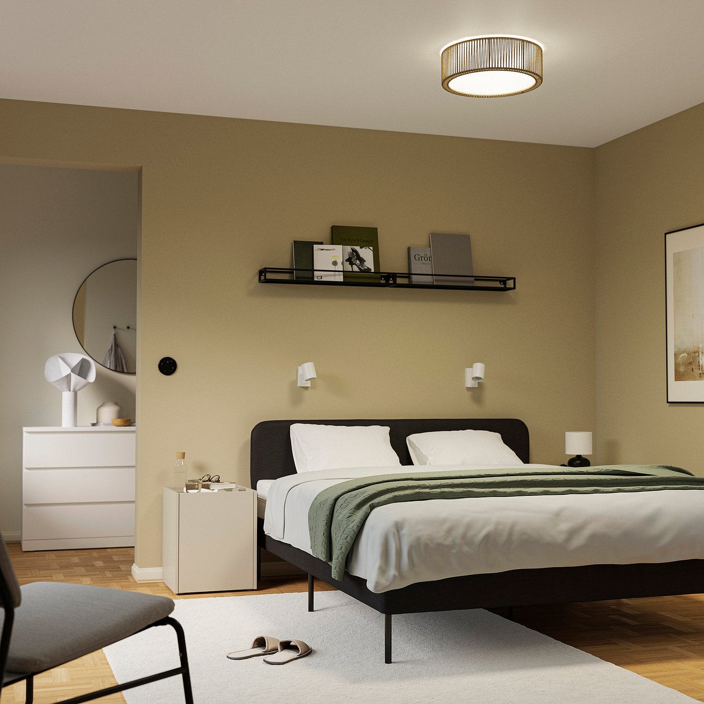 TRUBBRUFSE ceiling lamp, sedge, 45 cm