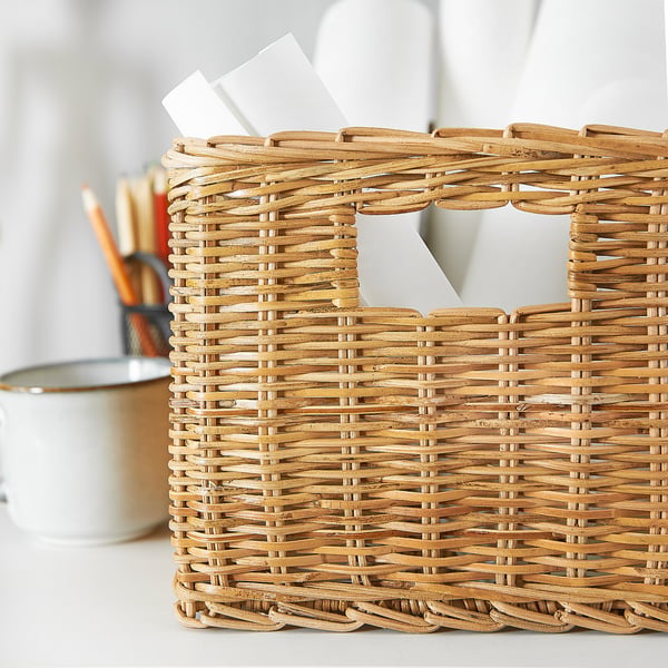 TRUMMIS basket, handmade rattan, 18x25x14 cm