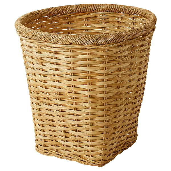 TRUMMIS wastepaper basket, handmade rattan, 29x28x29 cm