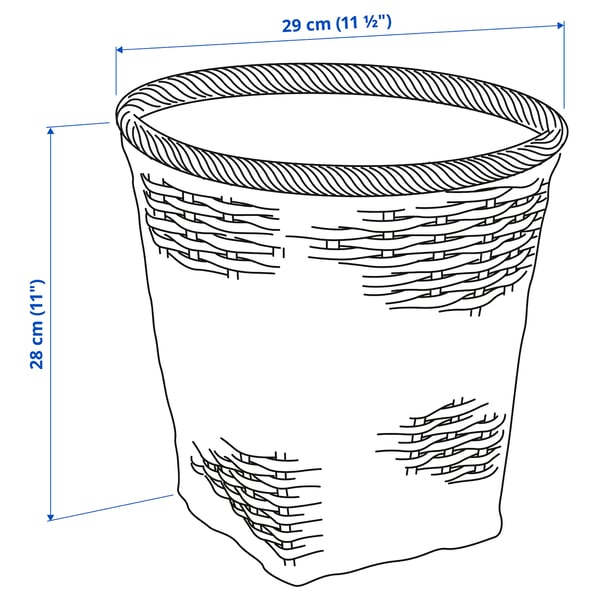 TRUMMIS wastepaper basket, handmade rattan, 29x28x29 cm