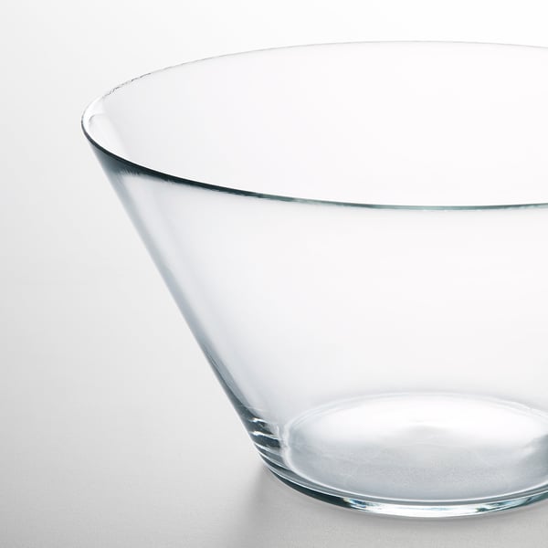 TRYGG serving bowl, clear glass, 28 cm