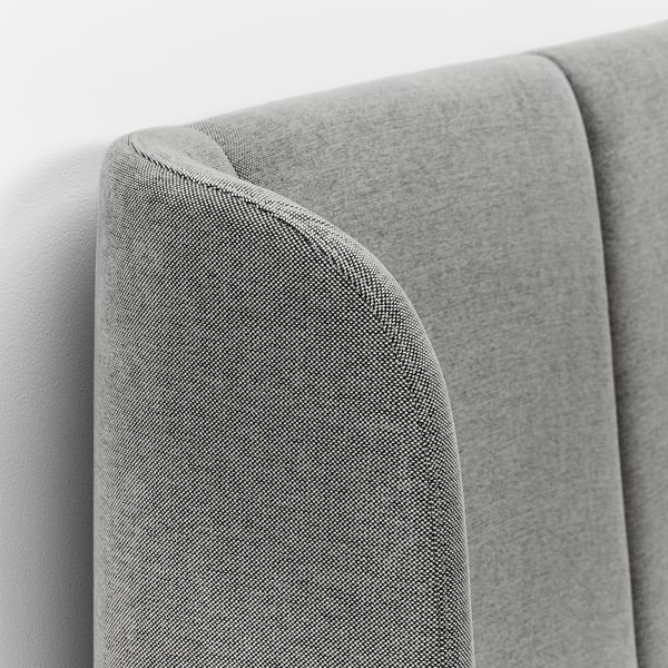 TUFJORD - Upholstered bed frame, Tallmyra white/black/Lindbåden,140x200 cm