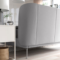TUFJORD - Upholstered bed frame, Tallmyra white/black/Lindbåden,140x200 cm