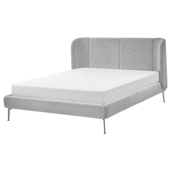 TUFJORD - Upholstered bed frame, Tallmyra white/black/Lönset,160x200 cm