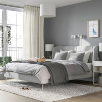 TUFJORD - Upholstered bed frame, Tallmyra white/black/Luröy,160x200 cm