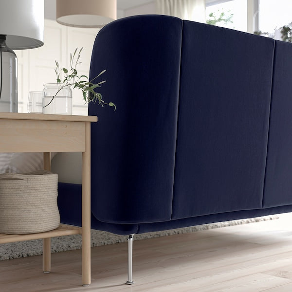 TUFJORD - Upholstered bed frame, Tallmyra blue-black/Leirsund,140x200 cm