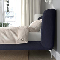 TUFJORD - Upholstered bed frame, Tallmyra blue-black/Leirsund,160x200 cm