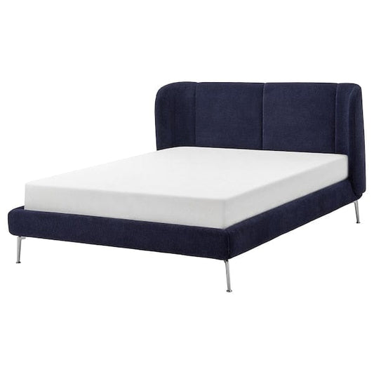 Ikea TUFJORD - Upholstered bed frame, Tallmyra blue-black/Leirsund,140x200 cm