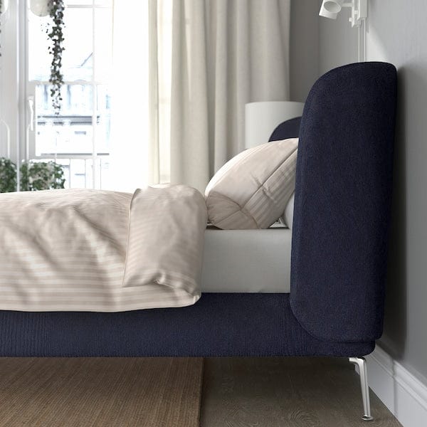 Ikea TUFJORD - Upholstered bed frame, Tallmyra blue-black/Lindbåden,160x200 cm