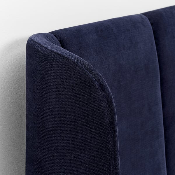 TUFJORD - Upholstered bed frame, Tallmyra blue-black/Lönset,140x200 cm