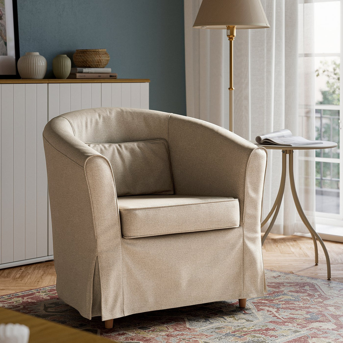TULLSTA armchair, Naggen beige, 79x78x69 cm